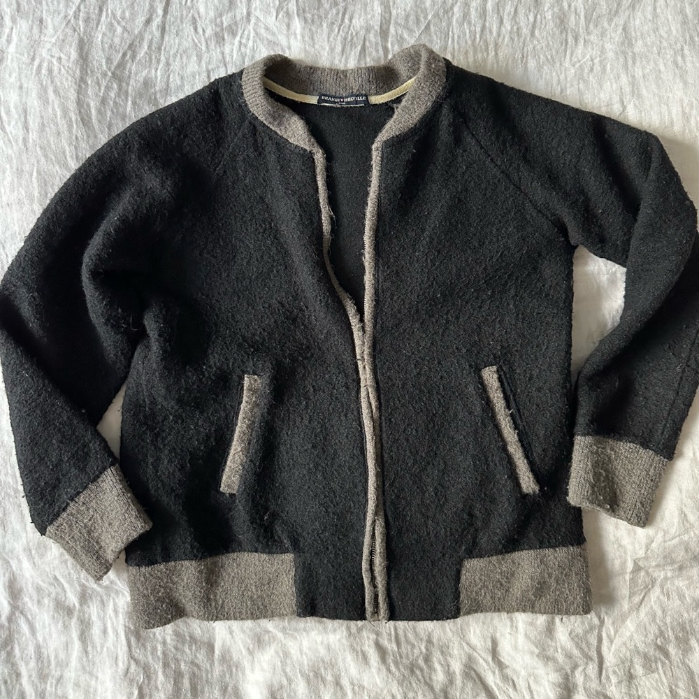 Two-tone Knit Bomber Jacket
